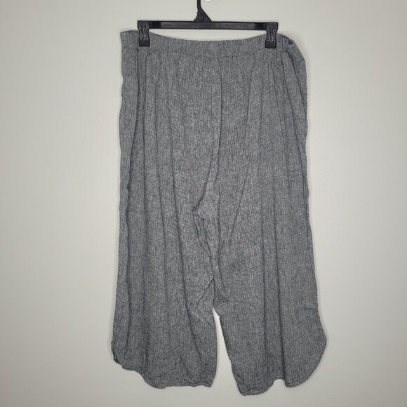 Cynthia Rowley gray linen blend pull on plus size coastal beachy vacation pants - Picture 3 of 8